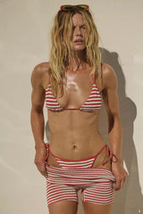 Red Striped Self-Tie Bikini Bottom