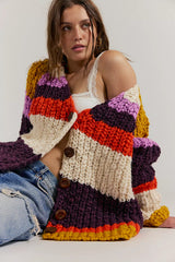 Bold Colorblocked Open Front Cardigan