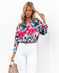Agnes Printed Button Down Blouse