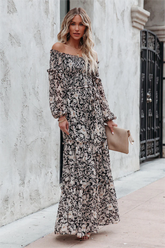 Alexandria Floral Smocked Off The Shoulder Maxi Dress
