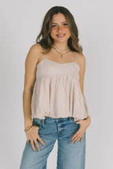 Light Khak Plaid Cami Top