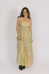 Green Floral Bandeau Midi Dress
