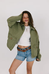 Olive Green Denim Jacket