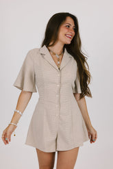 Light Khaki Buttoned Romper