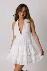 White Halter Neck Mini Dress