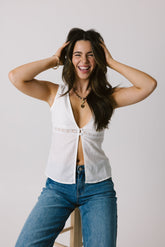 White V Neck Tank Top