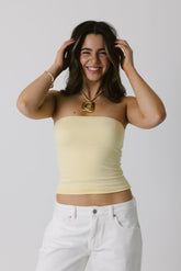 Yellow Strapless Bandeau Top