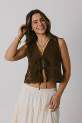 Brown Front Tie Tank Top