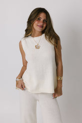 Cream Crochet Knit Top