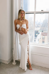 White High Slit Maxi Skirt