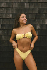 Yellow Solid Bandeau Bikini Sets