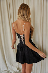 Black Contrast Fit and Flare Mini Dress