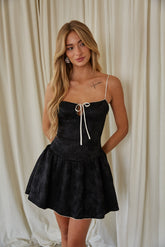 Black Contrast Fit and Flare Mini Dress