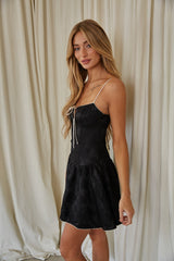 Black Contrast Fit and Flare Mini Dress