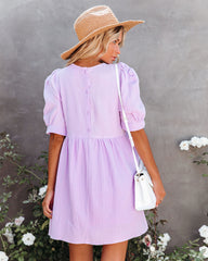 Lavender Amber Cotton Pocketed Puff Sleeve Dress