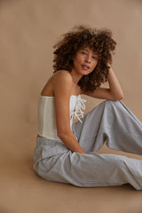 Amelie Eyelet Trim Bow Corset Top