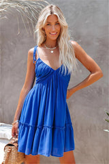 Angelina Pocketed Babydoll Dress - Cobalt Blue