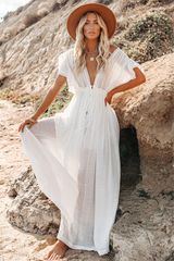 Anika Pocketed Button Down Ruffle Maxi Dress