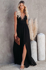 Archer Pocketed Lace Eyelet Maxi Dress - Black