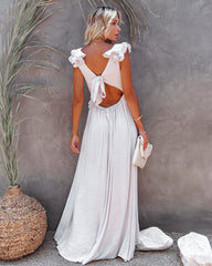 Arvilla Floral Ruffle Maxi Dress - Sand