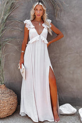 Arvilla Floral Ruffle Maxi Dress - Sand