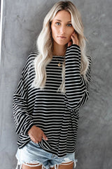 Be Back Never Striped Relaxed Knit Top - Black/White