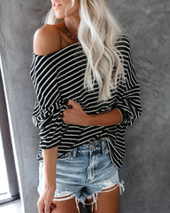 Be Back Never Striped Relaxed Knit Top - Black/White