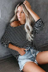 Be Back Never Striped Relaxed Knit Top - Black/White