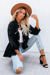 Best Distressed Denim Button Down Shirt Jacket