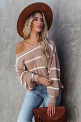 Beth Striped Knit Sweater - Tan - FINAL SALE