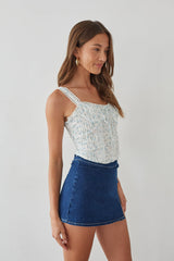 Lace Trim Floral Corset Top