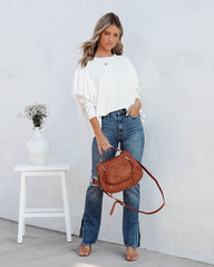 Bisso Cotton Blend Long Sleeve Ruffle Top