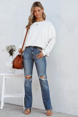 Bisso Cotton Blend Long Sleeve Ruffle Top