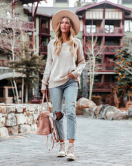 Bonnie Cotton Relaxed Knit Sweater - Beige - FINAL SALE