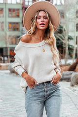 Bonnie Cotton Relaxed Knit Sweater - Beige - FINAL SALE