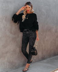 Bowman Fringe Knit Sweater - Black