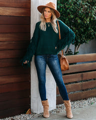 Bowman Fringe Knit Sweater - Hunter Green