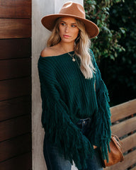 Bowman Fringe Knit Sweater - Hunter Green