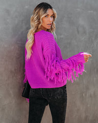 Bowman Fringe Knit Sweater - Orchid