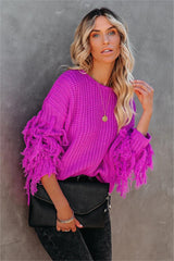 Bowman Fringe Knit Sweater - Orchid