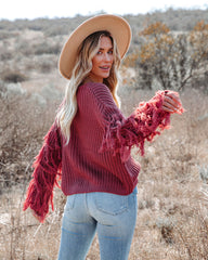 Bowman Fringe Knit Sweater - Red Bean