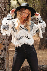 Briggs Checkered Fringe Knit Sweater - FINAL SALE