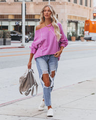 Brison Cotton Blend French Terry Pullover - Lavender