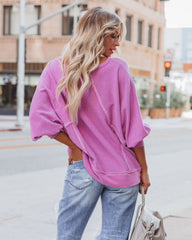Brison Cotton Blend French Terry Pullover - Lavender