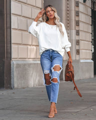 Brison Cotton Blend French Terry Pullover - Off White