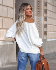 Brison Cotton Blend French Terry Pullover - Off White