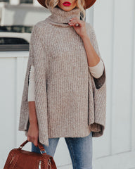 Brodie Turtleneck Knit Poncho Sweater