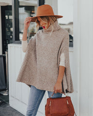 Brodie Turtleneck Knit Poncho Sweater