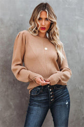 Bubble Over Ribbed Knit Sweater - Coffee - FINAL SALE