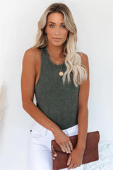 PREORDER - Cactus Washed Cotton Racerback Tank - Olive